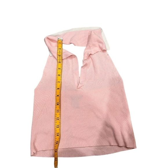 Forever 21 ribbed baby pink halter open back crop top - Picture 3 of 5